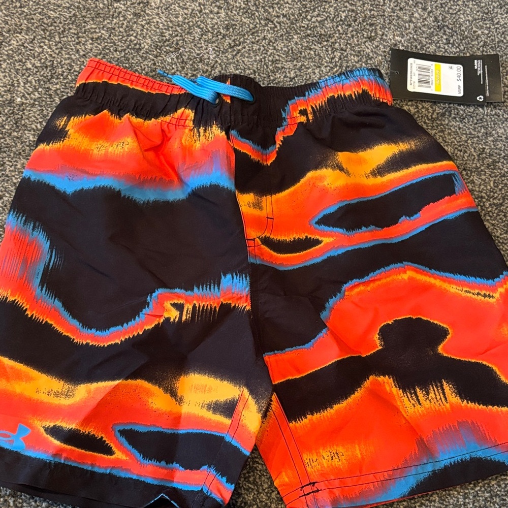 Under Armour Men's Vibrant Red and Blue Swim Shorts